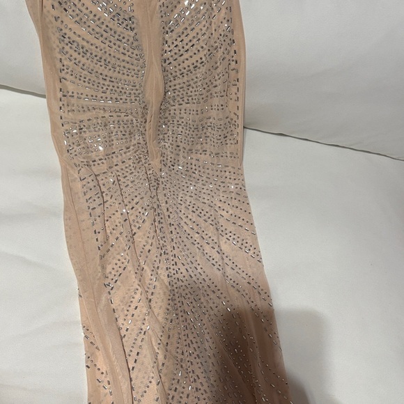 Glamorous Backless Nude Dress with Embellishments - Picture 3 of 5